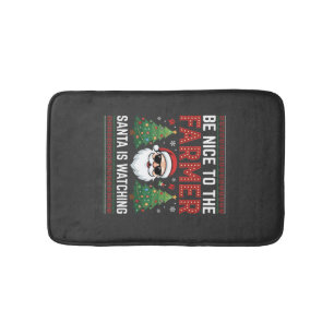 Be Nice To The Farmer Santa Christmas Bath Mat