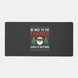 Be Nice To The Farmer Santa Christmas Desk Mat