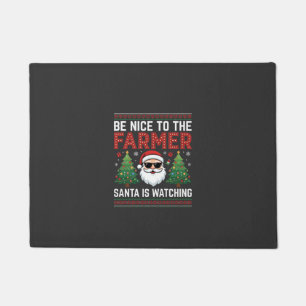 Be Nice To The Farmer Santa Christmas Doormat