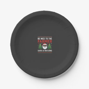 Be Nice To The Farmer Santa Christmas Paper Plates