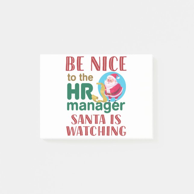 Be Nice to the HR Manager Santa is Watching Post-it Notes (Front)