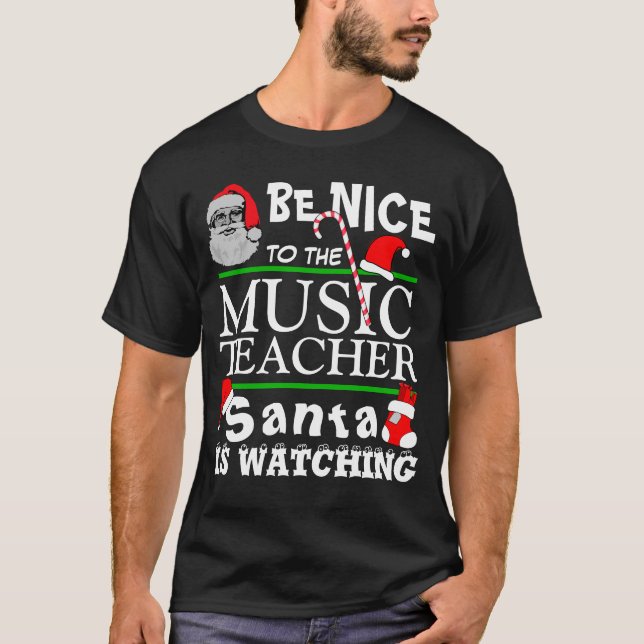 Be Nice to the Music Teacher Black T-Shirt (Front)
