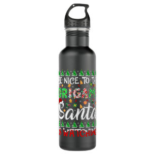 Be Nice To The Origami Santa Is Watching Origami C Stainless Steel Water Bottle