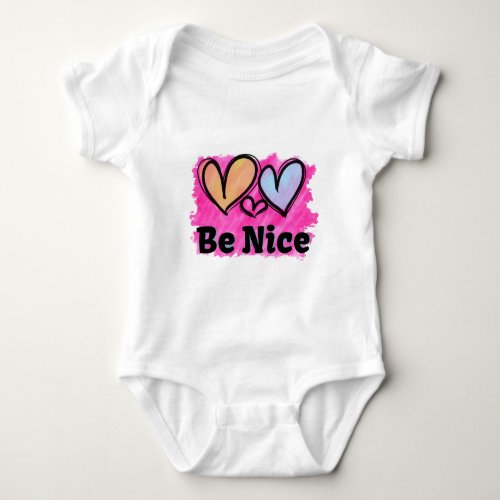 Be Nice Watercolor Hearts Baby Bodysuit