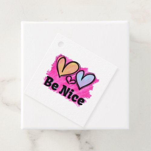 Be Nice Watercolor Hearts Favor Tags