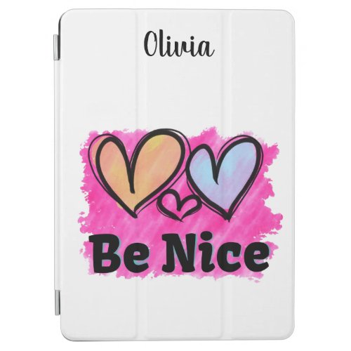Be Nice Watercolor Hearts iPad Air Cover