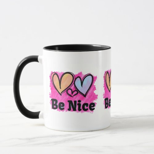 Be Nice Watercolor Hearts Mug