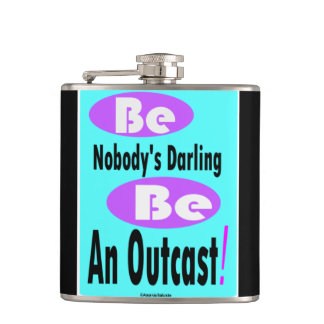 Be Nobody's Darling 6 oz black & teal color Flask