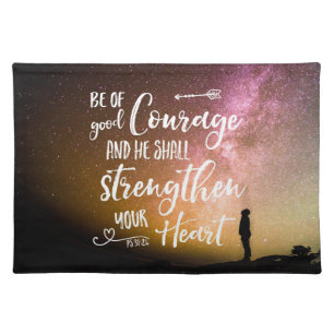 Be of Good Courage night sky - Psalm 31:24 Placema Cloth Placemat