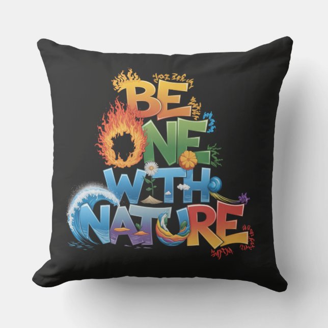 Be One With Nature  – Elemental Eco-Friendly  Outdoor Pillow (Front)