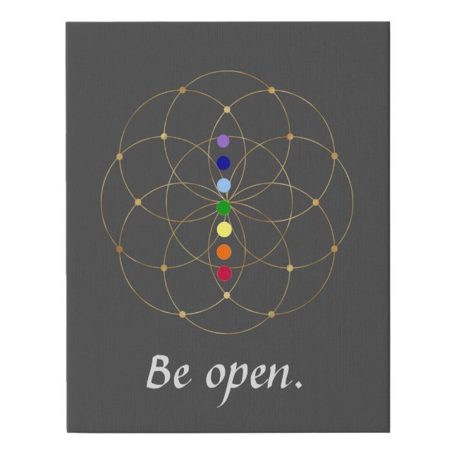 Be Open Chakra & Seeds of Life Faux Canvas Print (Front)