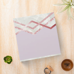 Be Organized ROSEGOLD Glitter Gray Marble 3 Ring Binder