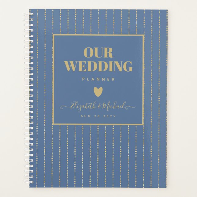 BE ORGANIZED WEDDING PLANNER - Dusty Blue GOLD (Front)