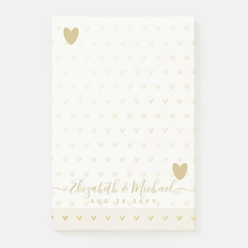 BE ORGANIZED WEDDING PLANNER _ GOLD Hearts Custom Post_it Notes