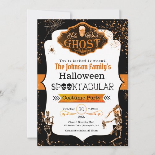 Be Our Ghost Dancing Skeletons Costume Party  Invitation