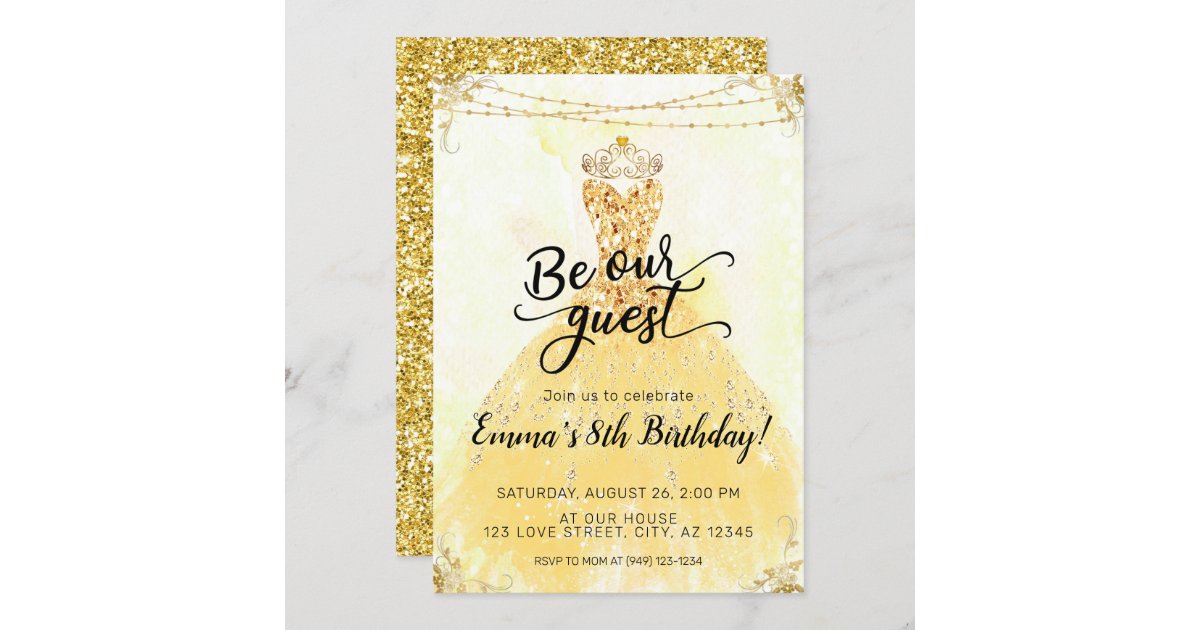 Be Our Guest Beauty And The Beast Birthday Invitation Zazzle Com