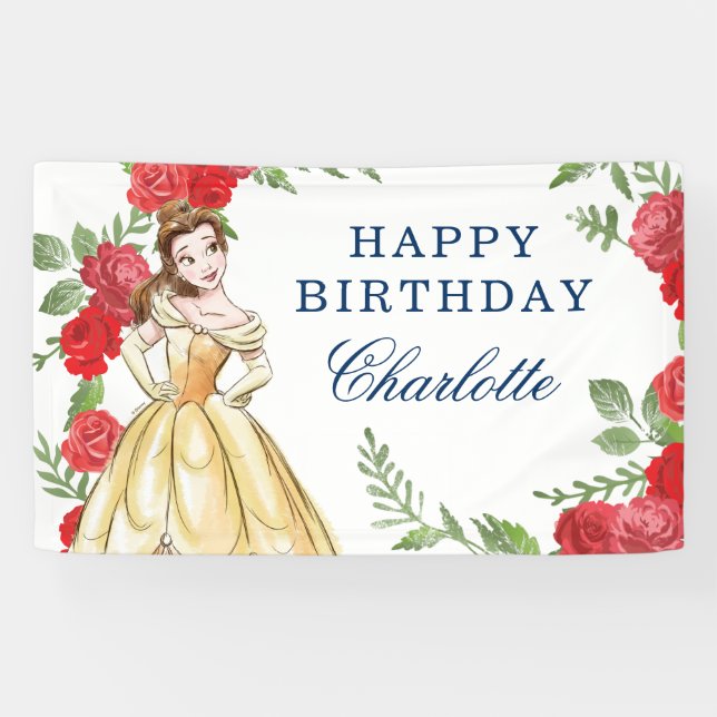 Be Our Guest Belle Birthday Banner (Horizontal)
