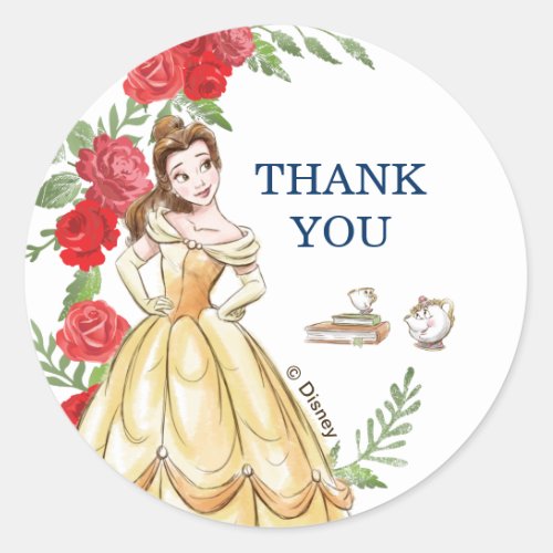Be Our Guest Belle Birthday Classic Round Sticker