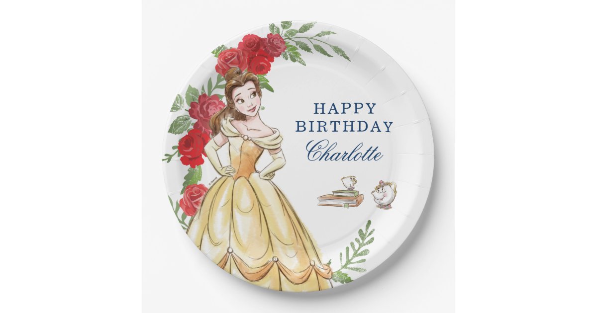 Be Our Guest Belle Birthday Paper Plates | Zazzle