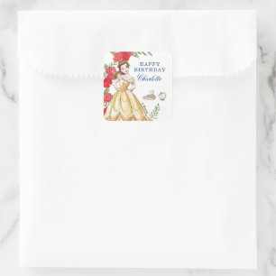 Be Our Guest Belle Birthday Square Sticker