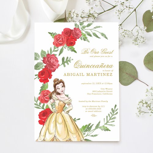 Be Our Guest  Belle Quinceaera Invitation
