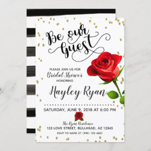 Beauty And The Beast Invitations Tale Old Time Be Our Guest Red Roses Belle Princess Wedding Bridal Shower Disney Once Upon A Time Invitations Announcements Paper Party Supplies