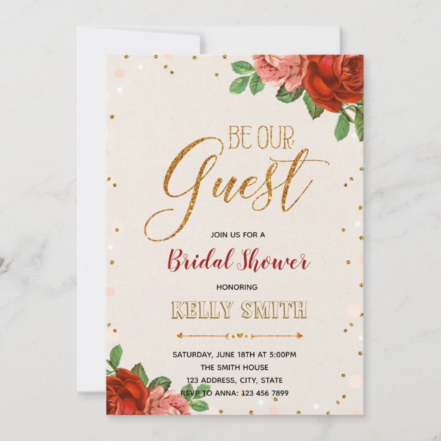 Be our guest bridal shower invitation (Front)
