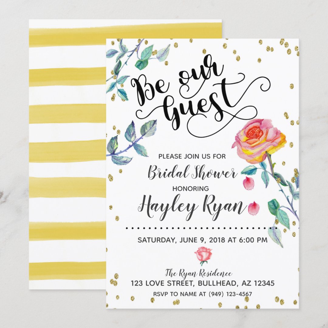 Be Our Guest Bridal Shower Invitation Watercolor | Zazzle