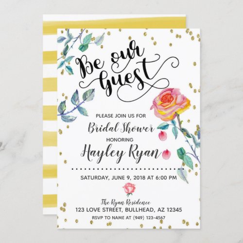 Be Our Guest Bridal Shower Invitation Watercolor