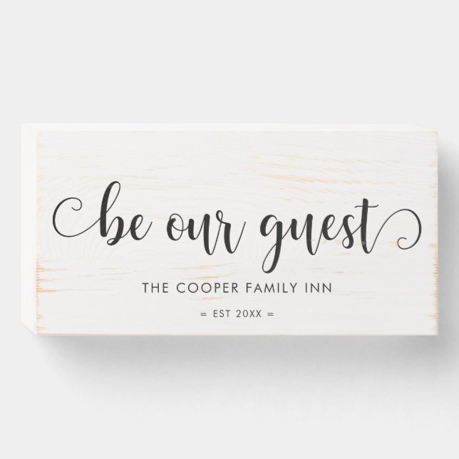Be our guest custom name welcome wooden box sign (Front Horizontal)