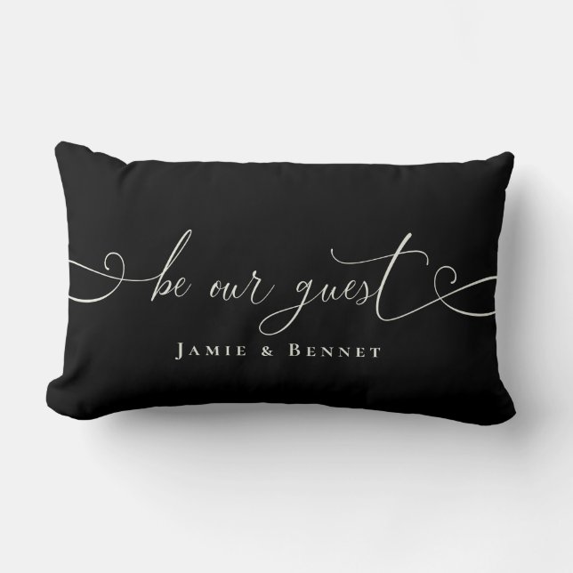 Be Our guest Custom Text Modern Stylish Home Lumbar Pillow (Front)