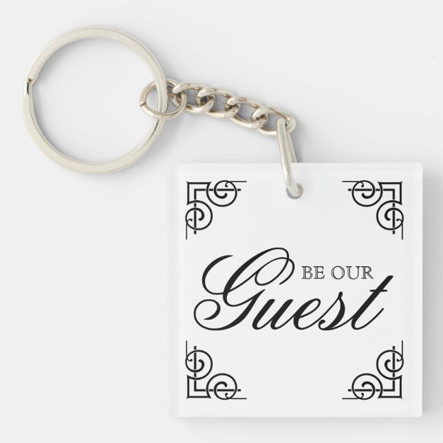 Be Our Guest Decorative Typography Keychain (Front)