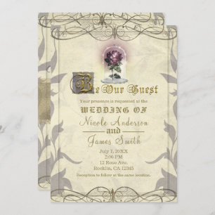 Be Our Guest Enchanted Rose Gold Vintage Wedding Invitation