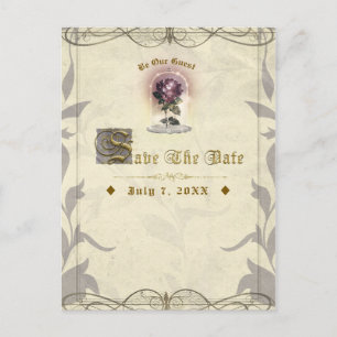Be Our Guest Enchanted Rose Vintage Save the Date Announcement Postcard