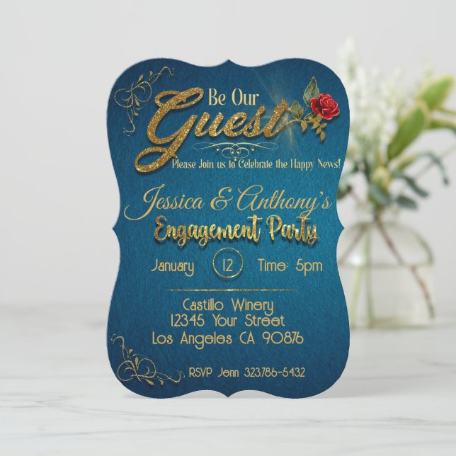 Be our guest engagement party Invitation  (Standing Front)