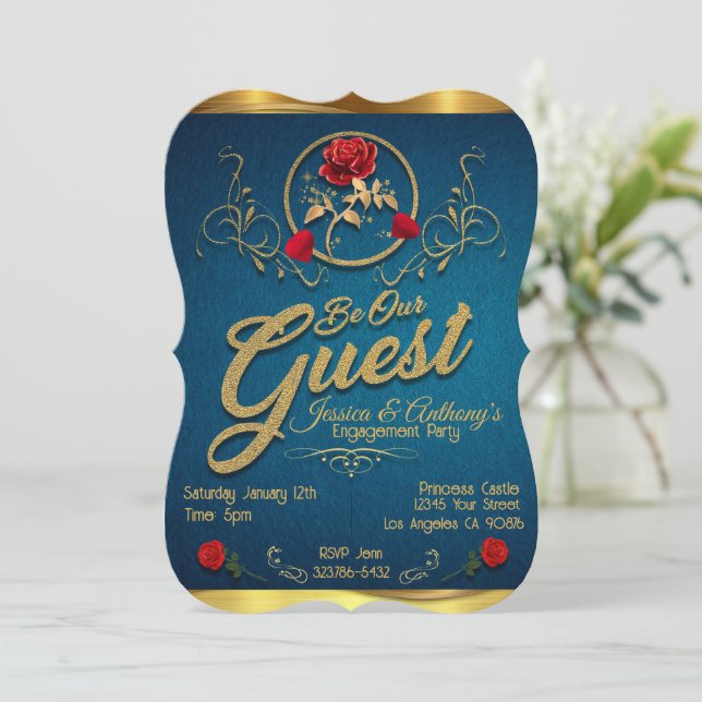 Be our guest engagement party Invitation  (Standing Front)