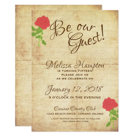 Be Our Guest Fairytale Birthday Invitation Zazzle Com