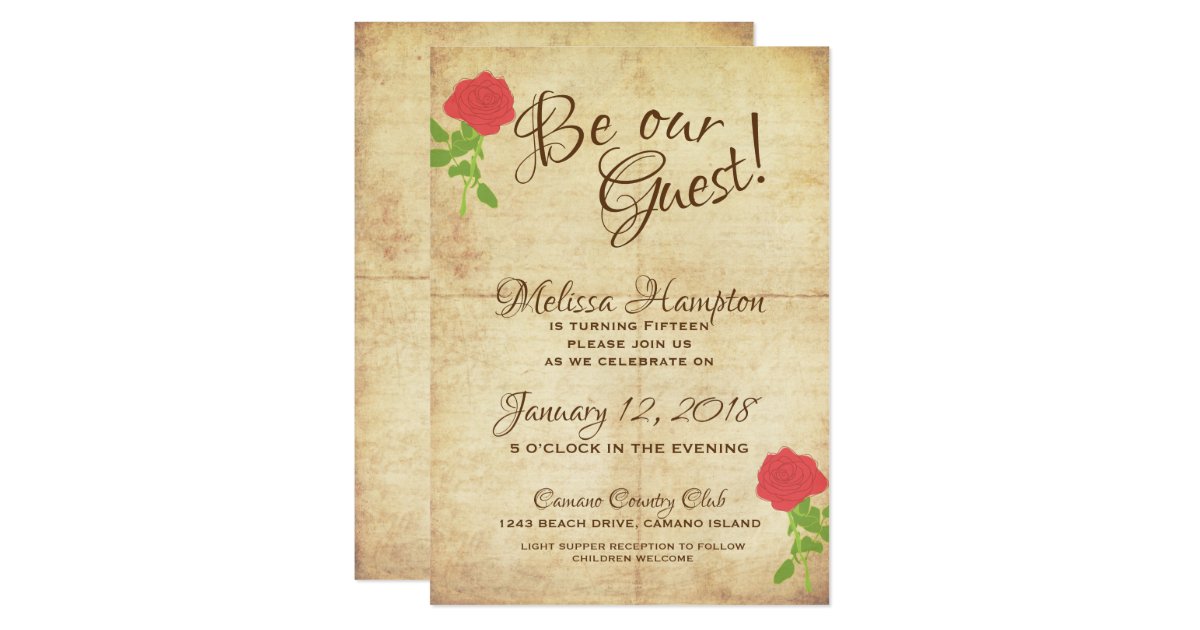 Be Our Guest Fairytale Birthday Invitation | Zazzle.com