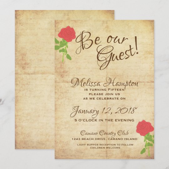 Be Our Guest Fairytale Birthday Invitation | Zazzle.com