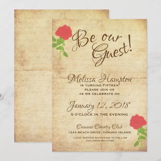 Be Our Guest Fairytale Birthday Invitation | Zazzle
