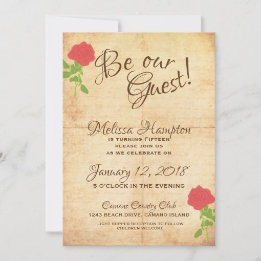 Be Our Guest Fairytale Birthday Invitation | Zazzle