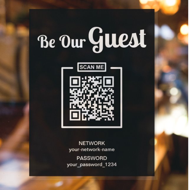 Be Our Guest l Wifi password QR Code Black & White Poster (Creator Uploaded)