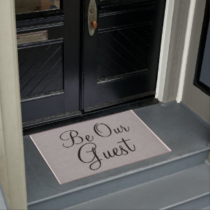 Be our guest modern elegant welcome quote gray doormat