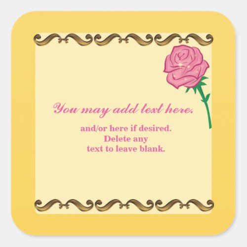 Be our guest_Pink Rose Elegant Birthday Party Square Sticker