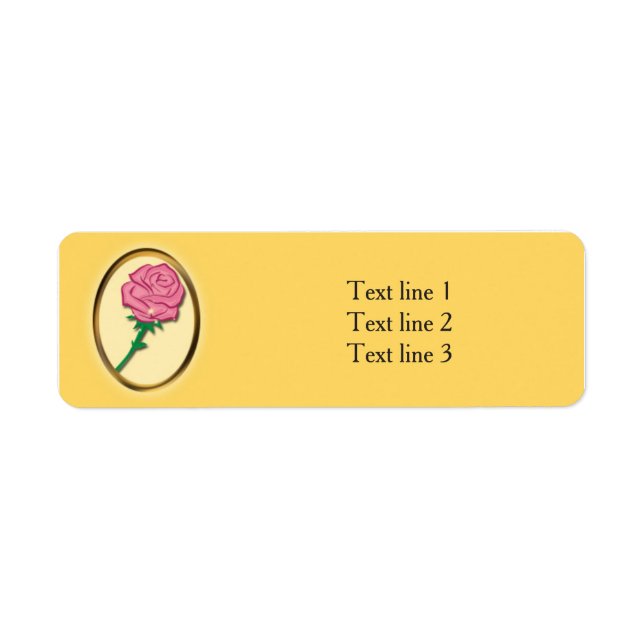 Be Our Guest Pink Rose Yellow Elegant Party Label (Front)