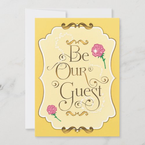 BE OUR GUEST Pink Roses Elegant Event Party Invitation