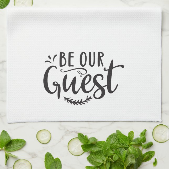Be Our Guest Pretty Simple Black Kitchen Towel (Folded)
