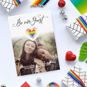 Be Our Guest Pride Rainbow Heart Lesbian Gay LGBT Invitation