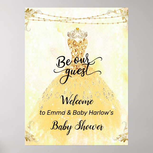 Be our Guest Princess Baby Shower Welcome Sign (Front)
