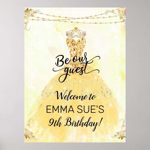 Be our Guest Princess Birthday Welcome Sign